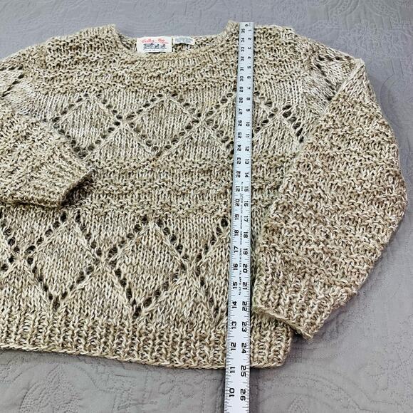 Vintage Tally Ho Sweater Womens Medium Diamond Pullover Baggy Knit Oversize - Picture 6 of 8